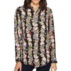 Equipment Femme Women's Size XS/TP Silk Black Floral Long Sleeve Button Up Shirt